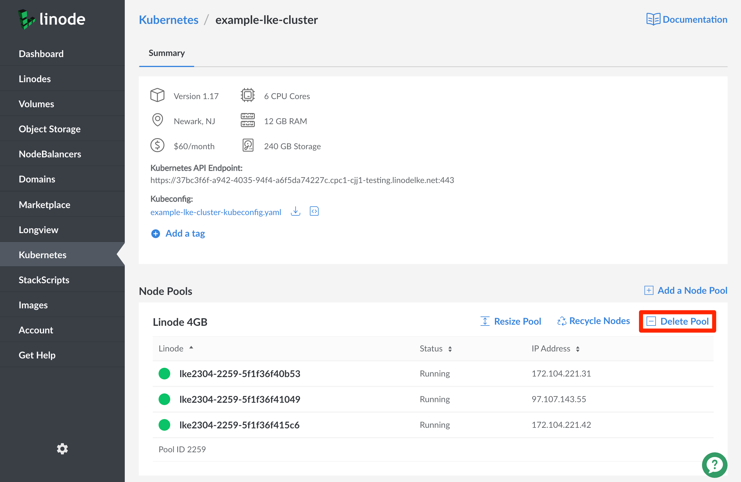 Delete your cluster's node pool