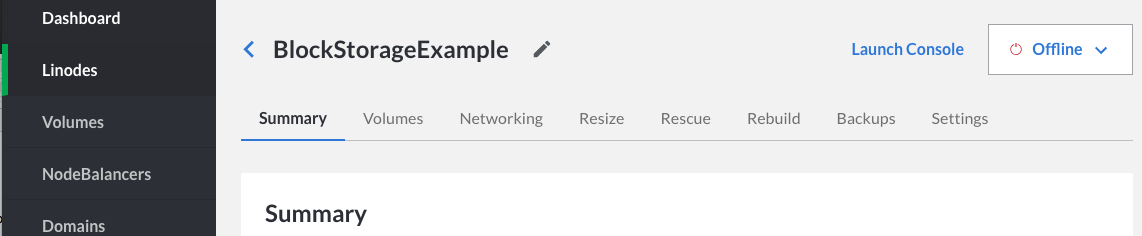 Select a Linode from the Manager