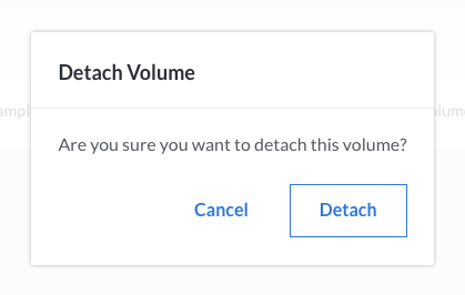 Linode Cloud Manager detach Volume confirmation