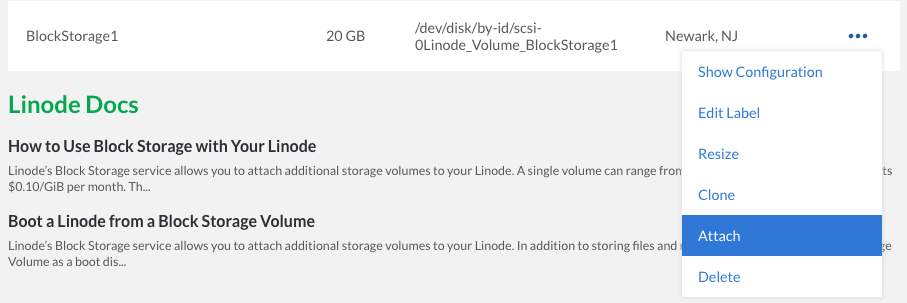 Open Volume menu