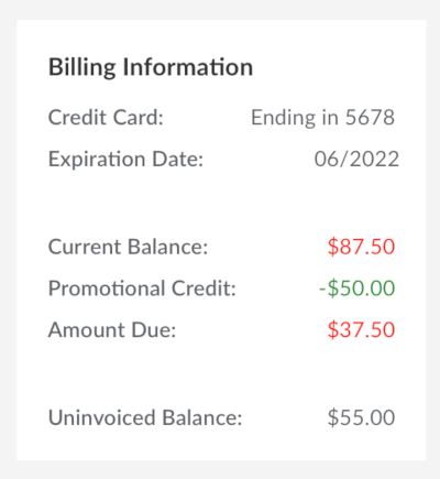 Credits Listed under Current Balance