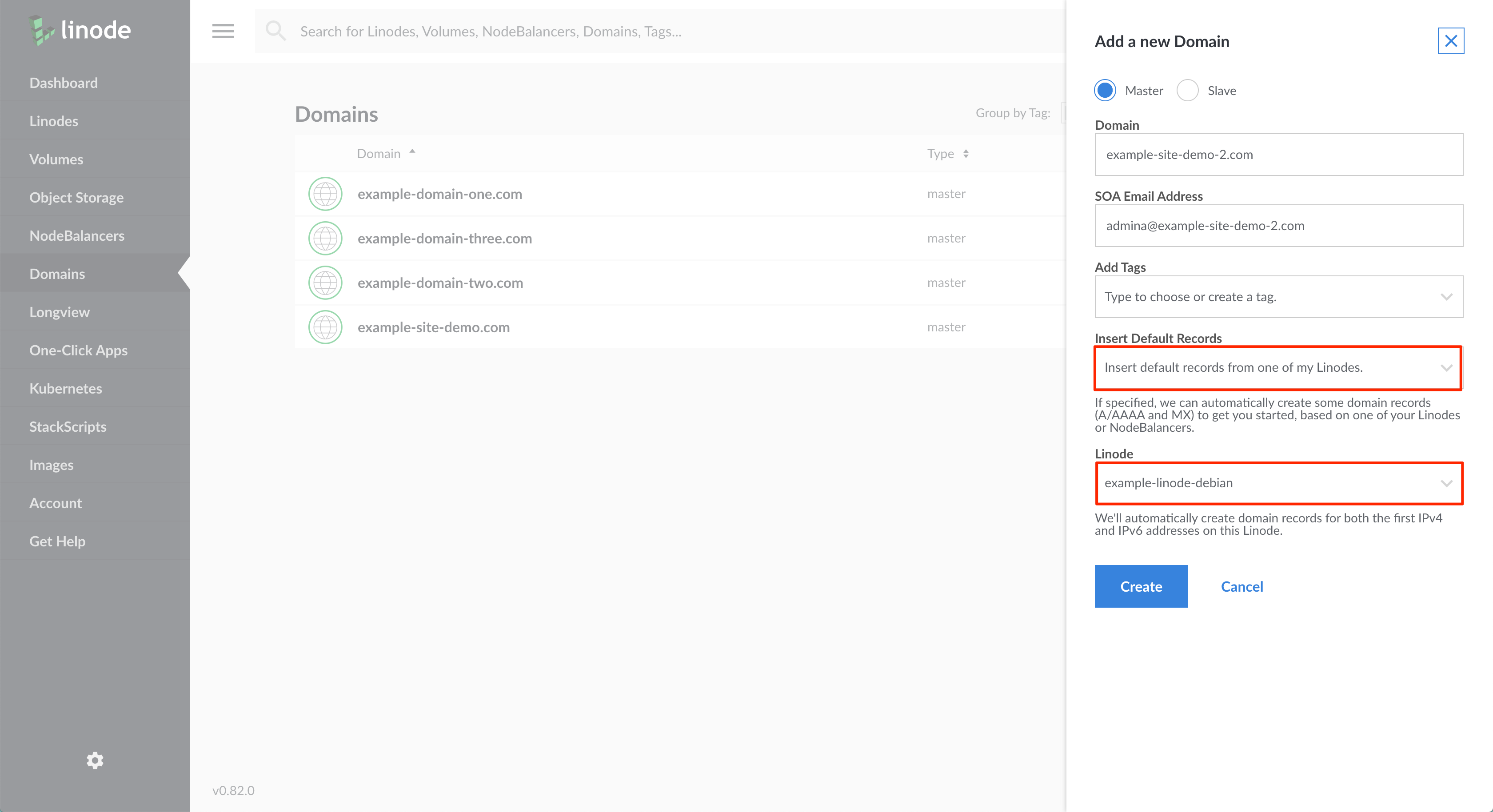 Create default DNS records when adding a new domain