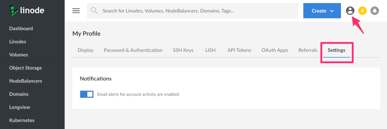 Cloud Manager Notification Settings