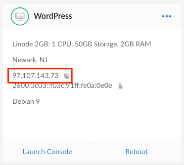 Highlight of a Linode's IP address in grid view
